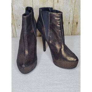 ROCK & REPUBLIC Georgine Bronze Metallic Stiletto Platform Ankle Booties sz 6.5